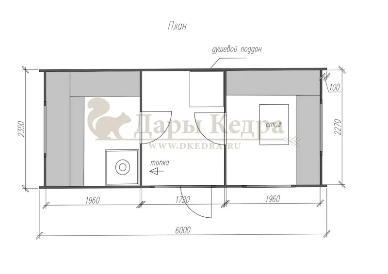 Баня «Парус» из кедра 6х2,2 метра