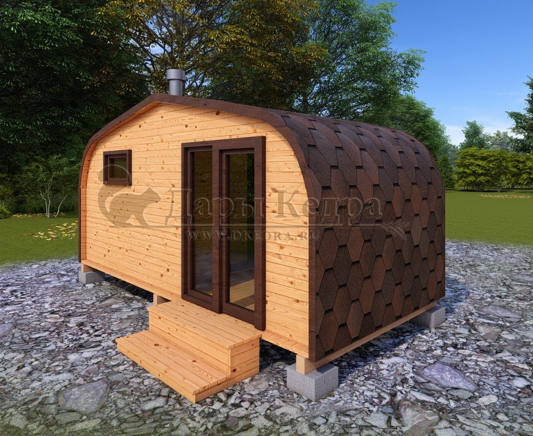 Баня «Викинг» из кедра 5х2,2 метра с боковым входом